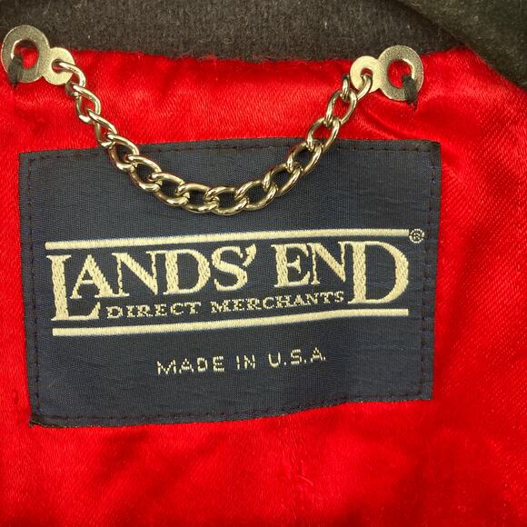 Vintage Land’s End Wool Red Lined Black Peacoat Made in USA Men’s - Picture 8 of 14
